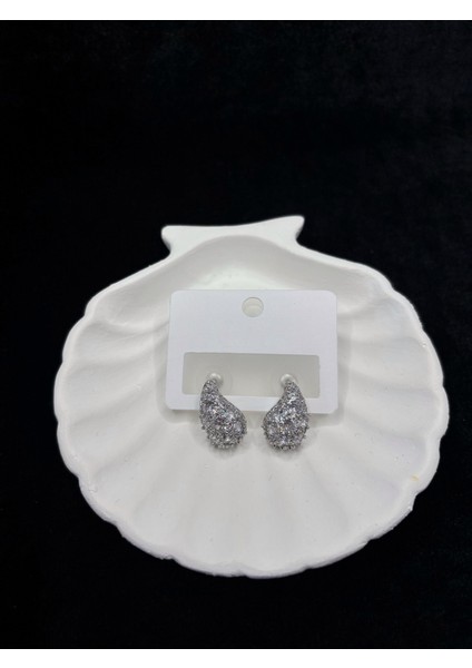 Gümüş Kaplama Zirkon Taşlı Damla Küpe modelleri