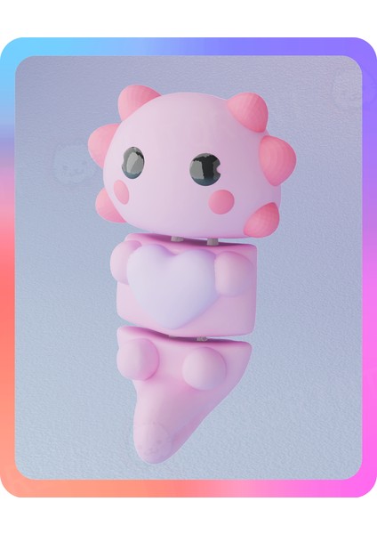 Flexi Axolotl ve Sevgililer Günü Kalp Anahtarlık