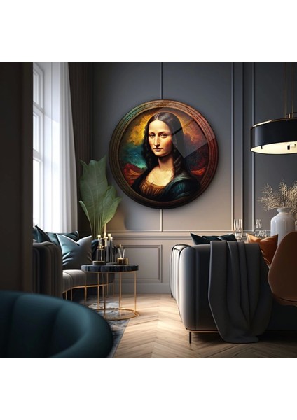 Monalisa Sanatsal Yuvarlak Cam Tablo