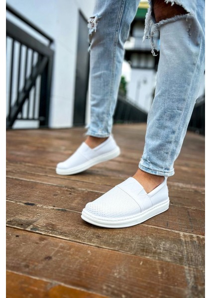 SHO091 Bağcıksız Slip-On Rbt Brecon Erkek Ayakkabı Beyaz indirimleri
