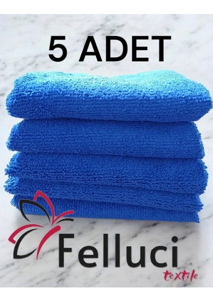 Felluci Textıle 280 Gsm 50X60 Microfiber Araç Ev Işyeri Temizlik ve Kurulama Bezi Royal 5 Adet