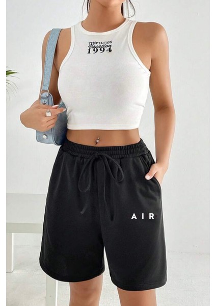 Süperlife Kadın Rahat Kalıp Beli Lastikli Cepli Basklı Şort SPR25SRK52 fiyatları