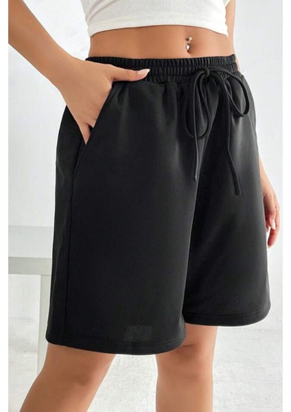 Süperlife Kadın Rahat Kalıp Beli Lastikli Cepli Basklı Şort SPR24SRK208 fiyatları