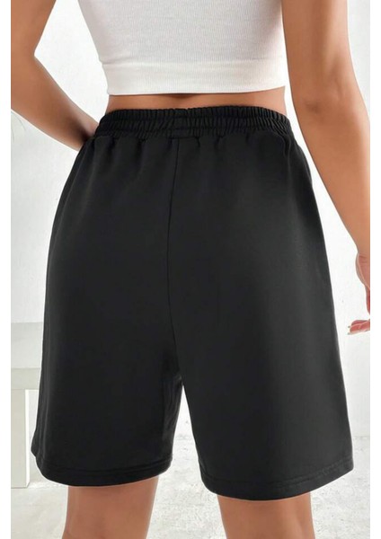 Süperlife Kadın Rahat Kalıp Beli Lastikli Cepli Basklı Şort SPR24SRK208 modelleri