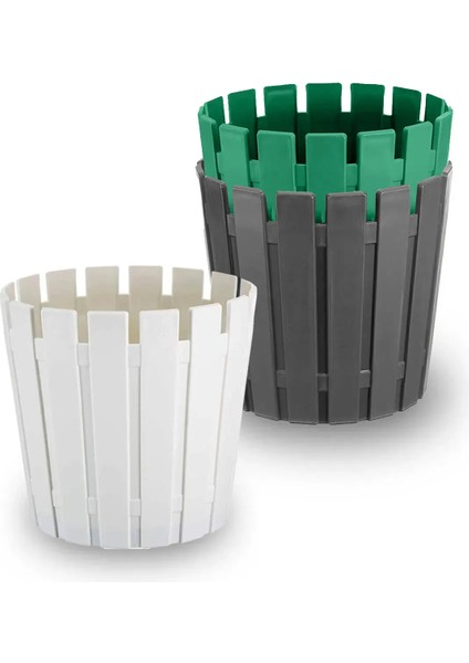 Akasya Çit Desen Saksı 3,5 Litre 20CM Plastik Drenaj Izgaralı Bitki Çiçek Saksısı