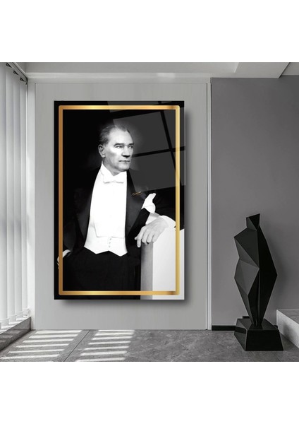 Atatürk Altın Çerçeve Cam Tablo modelleri