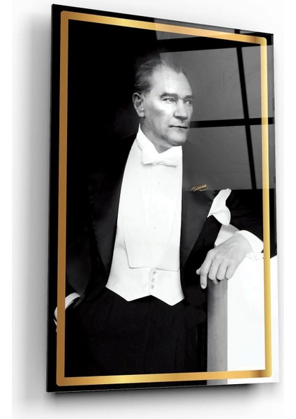 Atatürk Altın Çerçeve Cam Tablo fırsatları