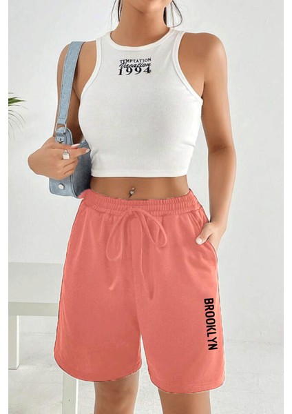 Süperlife Kadın Rahat Kalıp Beli Lastikli Cepli Basklı Şort SPR25SRK208 fiyatları