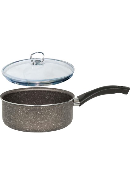 Granit Kaçerola 18 cm Sosluk Cam Kapaklı