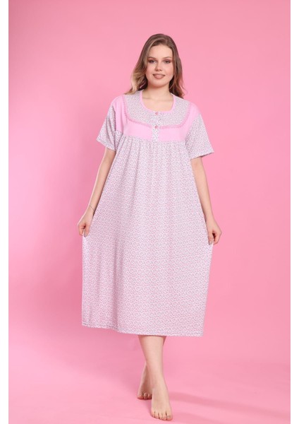 Mevsimlik Pamuklu Bol Kesim Geniş Kalıp Oversize Kısa Kollu Anne Gecelik modelleri