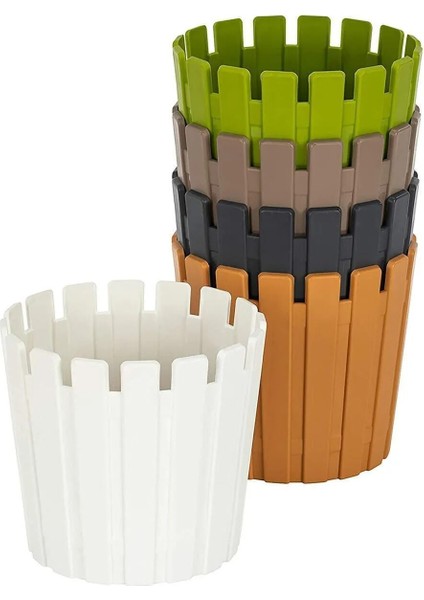 Akasya Çit Desen Saksı 8,5 Litre 27CM Plastik Drenaj Izgaralı Bitki Çiçek Saksısı