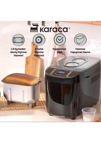 850W Güç Reçel, Yoğurt, Hamur Yoğurma ve Ekmek Yapma Makinesi Çift Bıçaklı Inox Siyah, 1500 G, 45 Farklı Tarifli Kitapçıklı modelleri