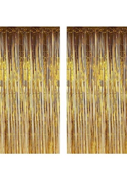 Gold Kapı Duvar Parti Fon Arka Perde Yapışkanlı Doğum Günü Fotoğraf Perdesi