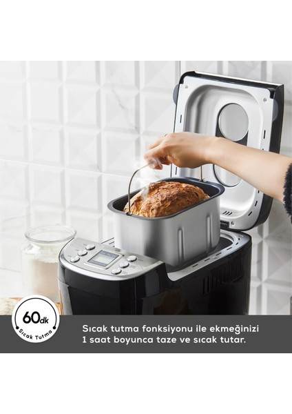 850W Güç Reçel, Yoğurt, Hamur Yoğurma ve Ekmek Yapma Makinesi Çift Bıçaklı Inox Siyah, 1500 G, 45 Farklı Tarifli Kitapçıklı fiyatları