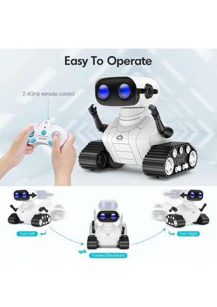 Robot Oyuncak, Şarj Edilebilir Çocuk Rc Robotları, LED Gözlü ve Müzikli Uzaktan Kumandalı