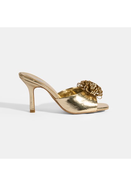 Glowen Gold Aksesuar Detaylı Kadın Topuklu Terlik