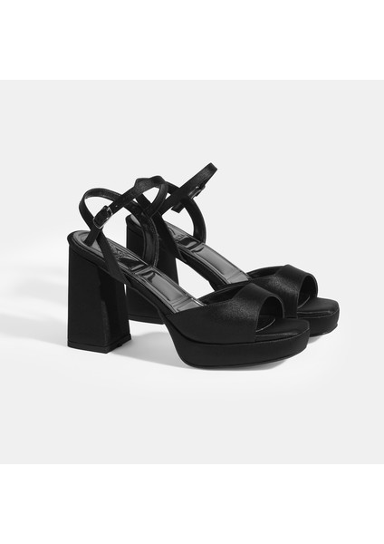 Ravena Siyah Kadın Toka Detaylı Slingback Topuklu Abiye Ayakkabı