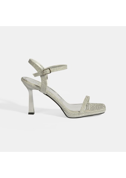 Celestine Gümüş Kadın Toka Detaylı Slingback Topuklu Abiye Ayakkabı