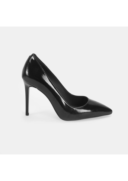 Siorad Siyah Kadın Rugan Topuklu Klasik Ayakkabı