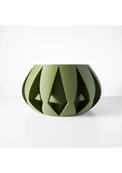 Geometrik Boşluk Tasarımlı Modern Yeşil Vazo