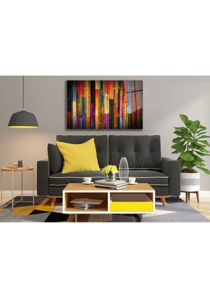 Renkli Ahşaplar Cam Tablo, Ev ve Ofis Duvar Dekoru Hediyelik Büyük Tablo Dayanıklı Cam fiyatları