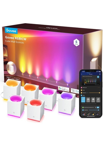 Rgbıc LED Iç Mekan Duvar Lambası, Alexa Uyumlu, Müzik Senkronizasyonu ve Wifi ile Ayarlanabilir