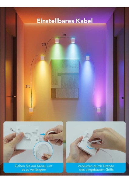 Rgbıc LED Iç Mekan Duvar Lambası, Alexa Uyumlu, Müzik Senkronizasyonu ve Wifi ile Ayarlanabilir indirimleri