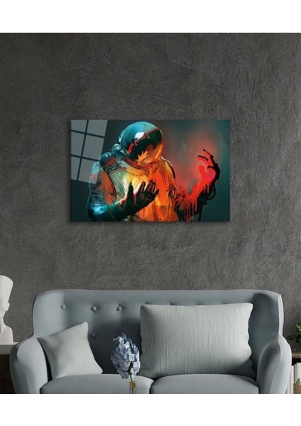 Astronot Uzay Evren Cam Tablo, Ev ve Ofis Duvar Dekoru, Hediyelik Büyük Temperli 4 mm Cam Tablo modelleri