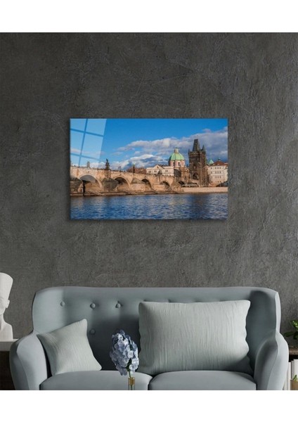 Eski Köprü Doğa Cam Tablo, Ev ve Ofis Duvar Dekoru, Hediyelik Büyük Temperli 4 mm Cam Tablo