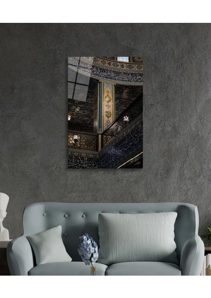 Islami Kaligrafi Motif Dini Islami Cam Tablo Ev ve Ofis Duvar Dekoru Hediyelik Büyük Tablo Cam fiyatları