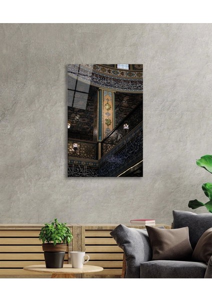 Islami Kaligrafi Motif Dini Islami Cam Tablo Ev ve Ofis Duvar Dekoru Hediyelik Büyük Tablo Cam modelleri