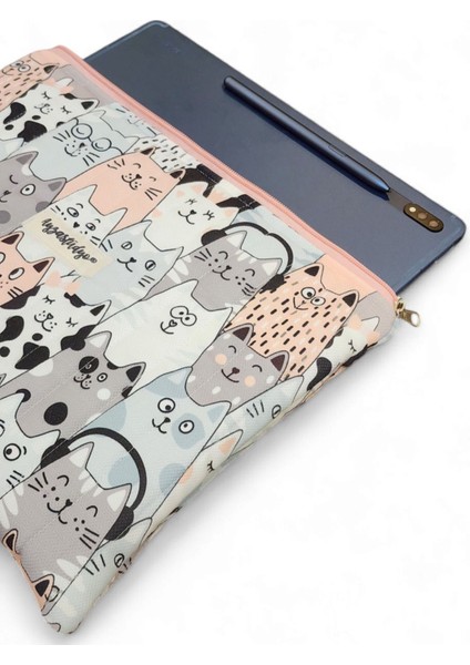 Pofuduk Kitap Kılıfı, Kitap Çantası, Apple iPad/tablet Aksesuar Çantası (30X24CM) - Cute Cats modelleri