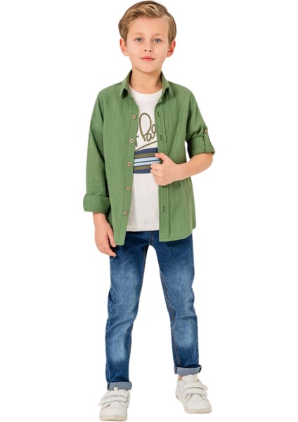 Jeans Pantolonlu Gömlekli 3'lü Erkek Takım