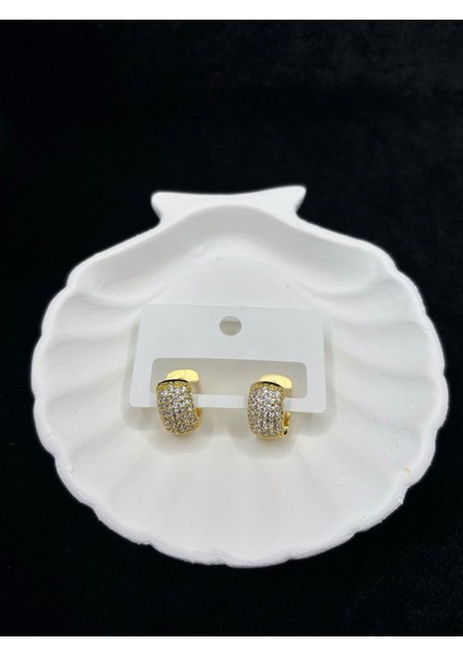Xupıng Jewelry Zirkon Taşlı Altın Kaplama Kıvrımlı Küpe fırsatları