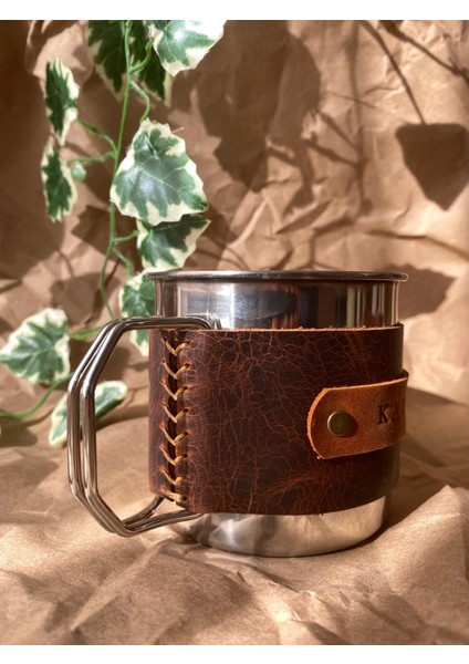 (Isim Yazıyoruz) El Yapımı Kaplı Çelik Kamp Bardağı / Mug / Kupa - Tekli