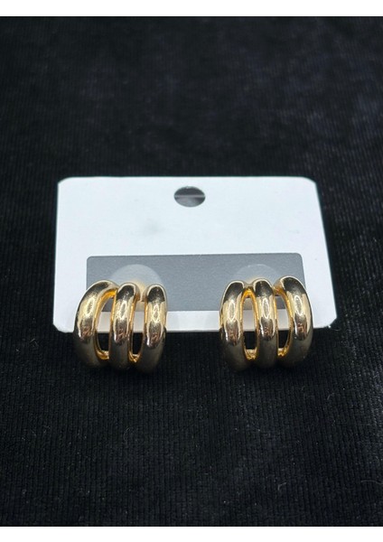 Xupıng Jewelry Altın Kaplama Üç Halkalı Minimalist Küpe fiyatları