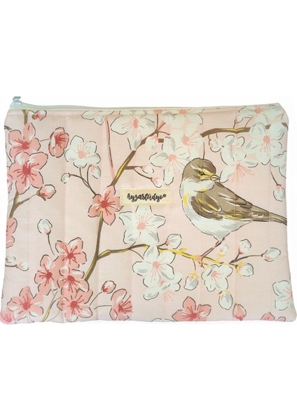 Pofuduk Tablet Kılıfı, Tablet Çantası, iPad Çantası - (30X24CM) - Sakura Serçeler modelleri
