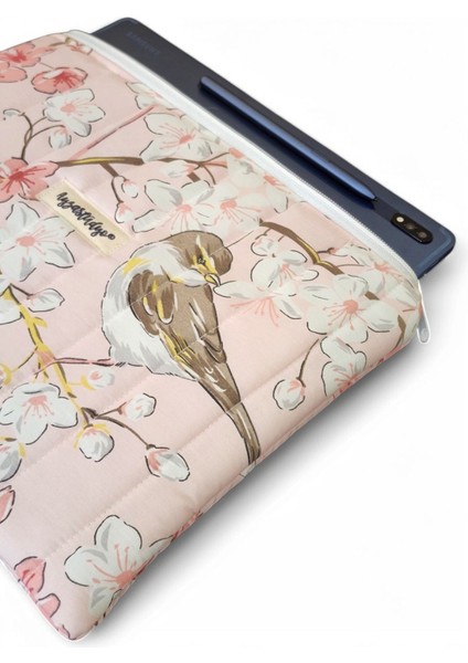 Pofuduk Tablet Kılıfı, Tablet Çantası, iPad Çantası - (30X24CM) - Sakura Serçeler fırsatları