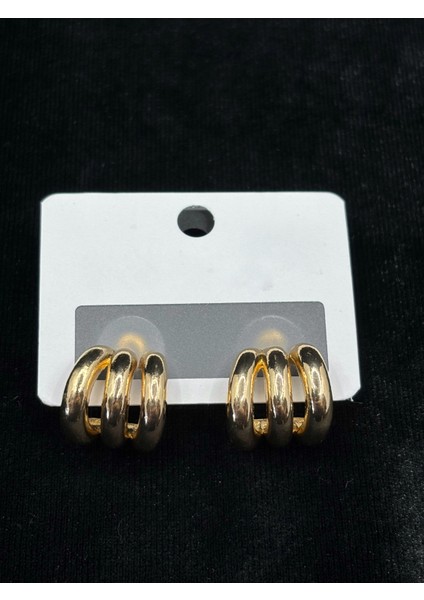 Xupıng Jewelry Altın Kaplama Üç Halkalı Minimalist Küpe fırsatları
