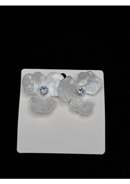 Xupıng Jewelry İnci Beyazı Çiçek Küpe