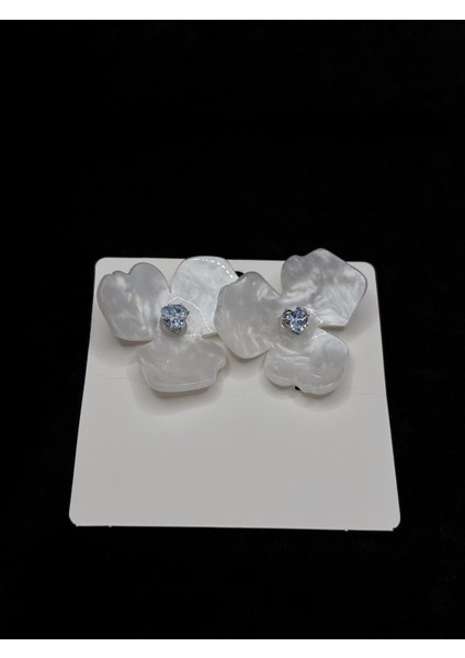 Xupıng Jewelry İnci Beyazı Çiçek Küpe