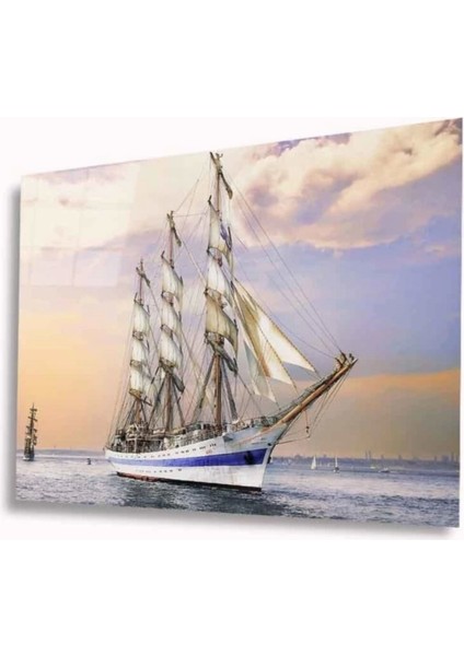 Yelkenli Gemi Cam Tablo 4mm Dayanıklı Temperli Cam