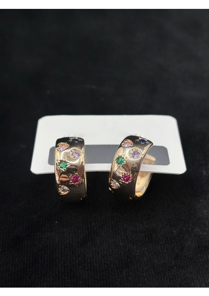 Xupıng Jewelry Renkli Taşlı Gold Halka Küpe fiyatları