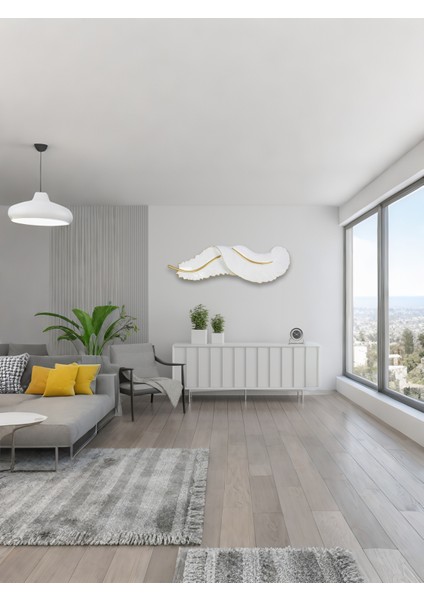 Tüy Aplik Ledli Dekoratif Duvar Aydınlatma - Şık Ve Modern Tasarım - Kolay Montaj (116*34 cm )
