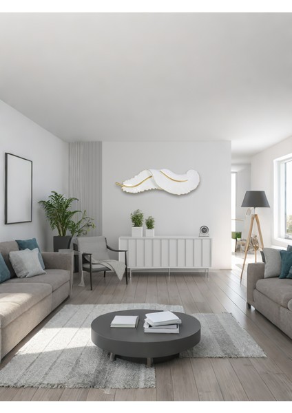 Tüy Aplik Ledli Dekoratif Duvar Aydınlatma - Şık Ve Modern Tasarım - Kolay Montaj (116*34 cm )
