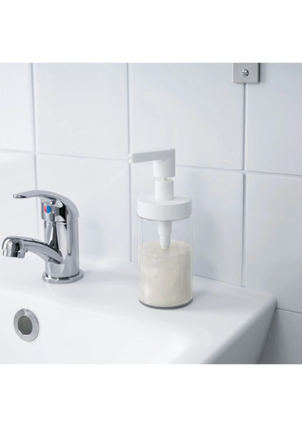 2 Adet Sıvı Sabunluk Yükseklik 17 cm Ikea Kapaklı 2'li Set Sabun Kabı Hacim 250 ml Cam Beyaz modelleri