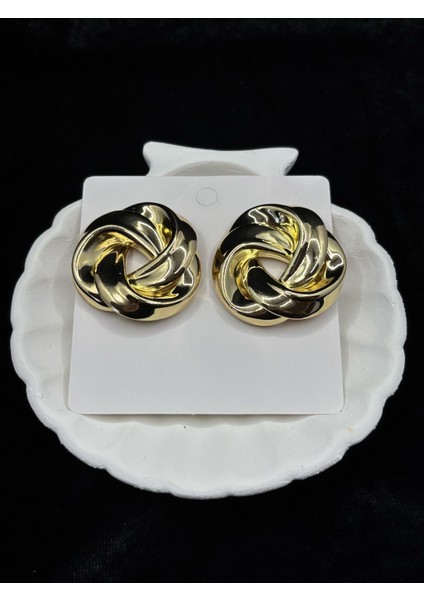 Xupıng Jewelry Altın Kaplama Örgü Halka Küpe