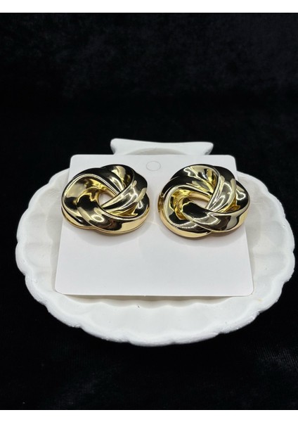 Xupıng Jewelry Altın Kaplama Örgü Halka Küpe