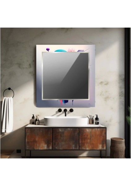 - Dekorarif Desenli Kare Duvar Aynası 60