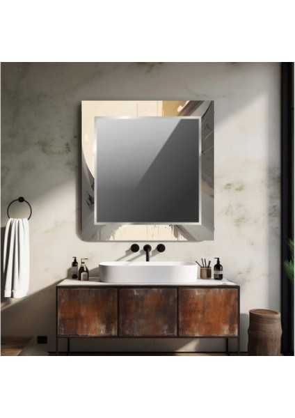 - Dekorarif Desenli Kare Duvar Aynası 50